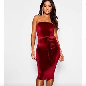 Velvet Boohoo Berry Bodycon Dress